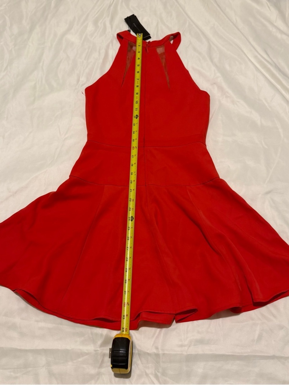 BCBGMaxAzria Red Mesh-Panel Halter Skater Dress,NWT - Picture 4 of 16